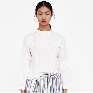 Zara Embroidered Top White